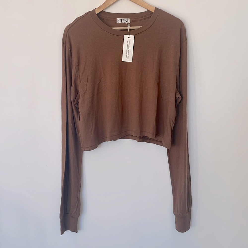 ETERNE Long Sleeve Cropped Tee - Chestnut Brown- XL